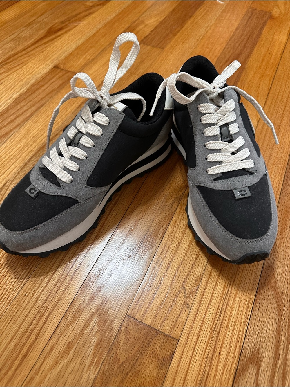 Coach Gray, Black & Cream Suede Low-Top Sneakers - Picture 3 of 4